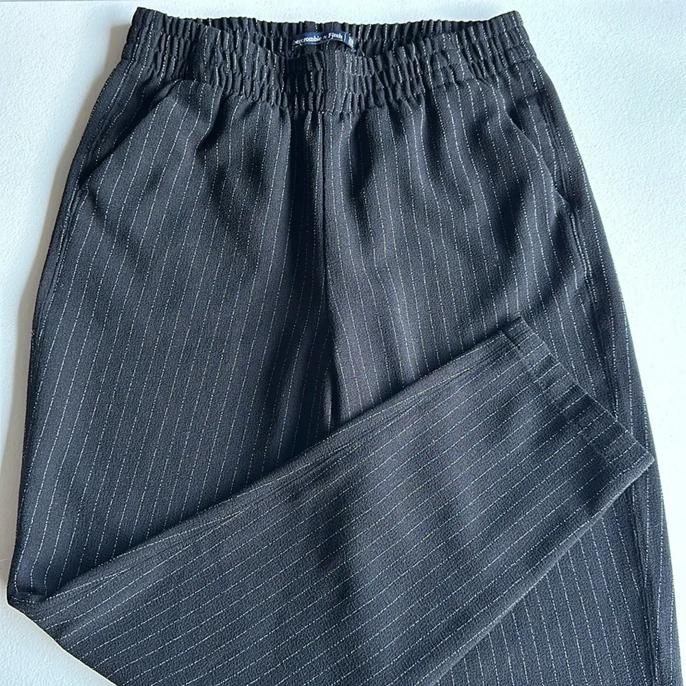 Black Pinstripe Pull-On Trousers - Picture 1 of 3